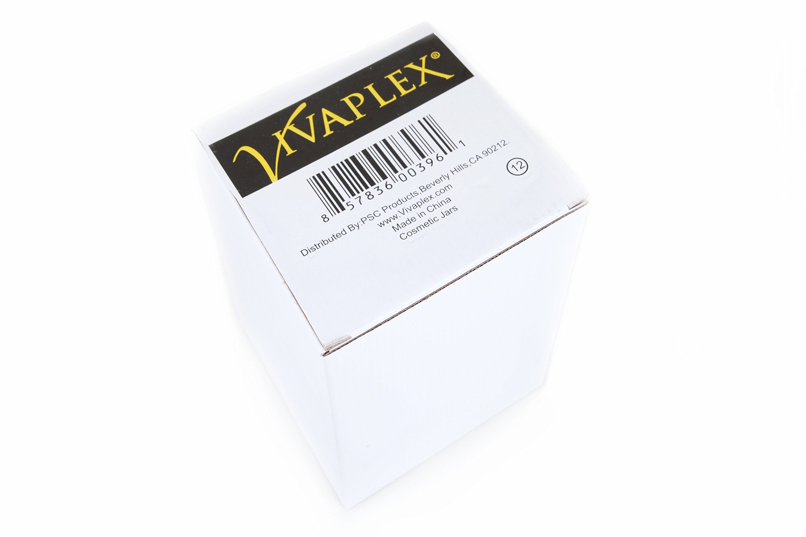 Vivaplex, 12, White, 4 oz Cosmetic Jars, with Inner Liners and Dome Lids