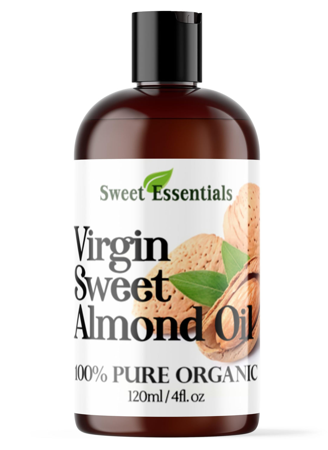 Organic Unrefined Sweet Almond Oil | 4oz Imported From Italy | 100% Pure | Cold Pressed | Hexane Free | Natural Moisturizer |Great For Hair, Skin & Nails | Carrier Oil | Great To Dilute Essential Oils