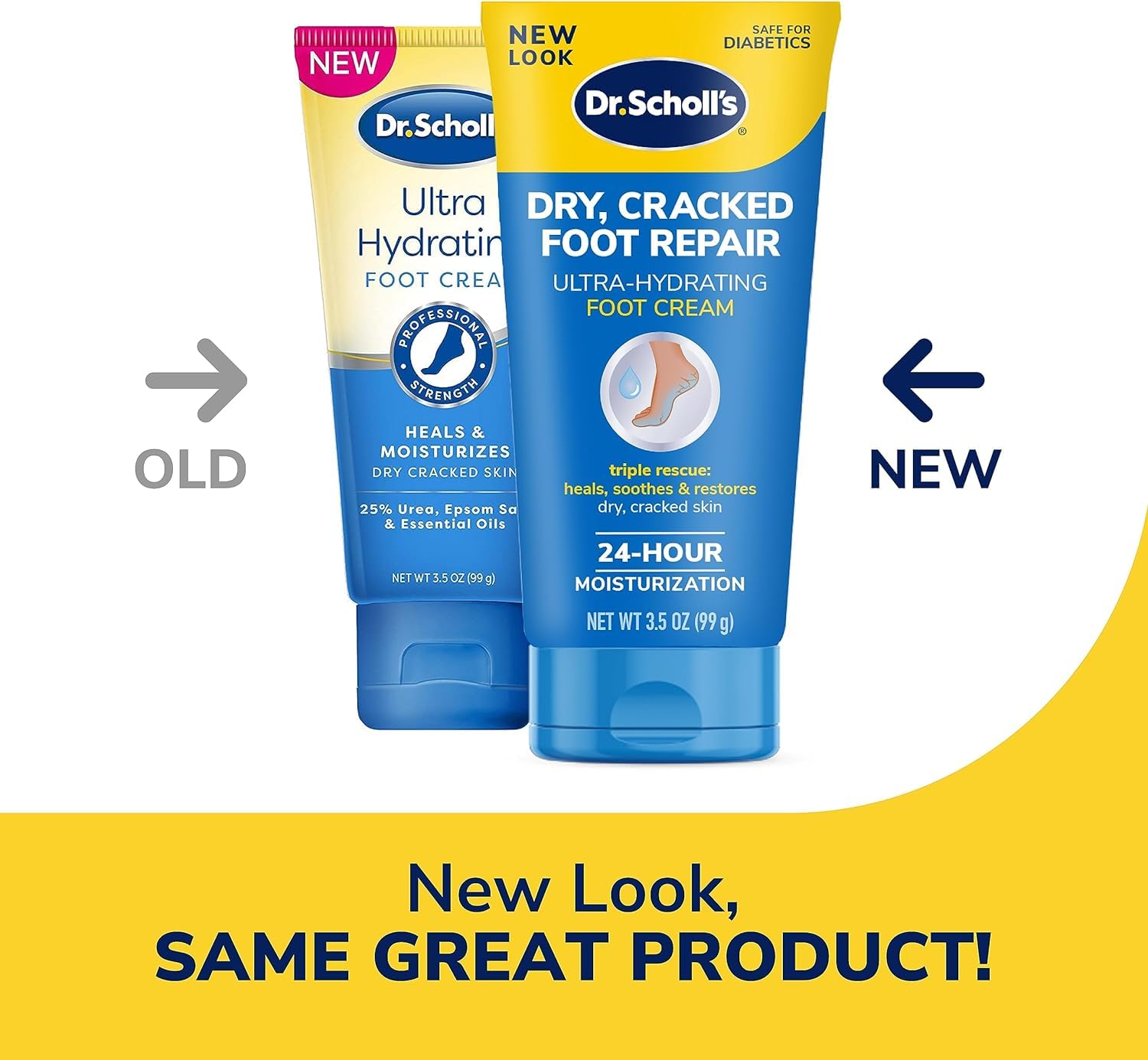 Dr Scholl's Dry, Cracked Foot Repair Ultra-Hydrating Foot Cream 3.5 oz, Lotion with 25% Urea for Dry Cracked Feet, Heals and Moisturizes for Healthy Feet (Pack of 2)