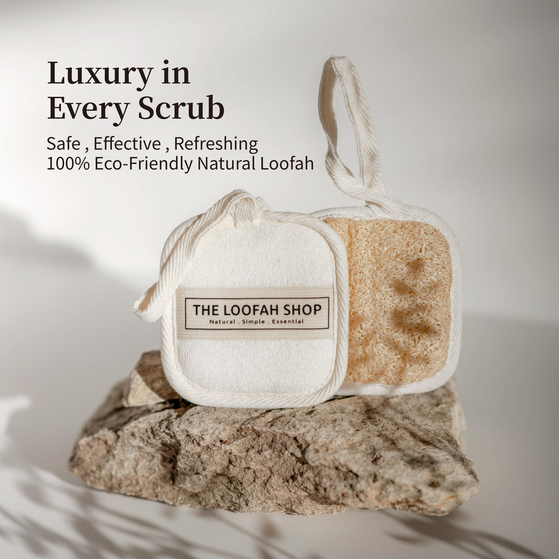 The Loofah Shop Premium Loofah Face Scrubber, Exfoliating Face Luffa Pad, Natural Cleansing Loofah Sponge for Deep Exfoliation. EcoFriendly Loofa for Men and Women in Cotton Travel Pouch, (1pack 4pcs)