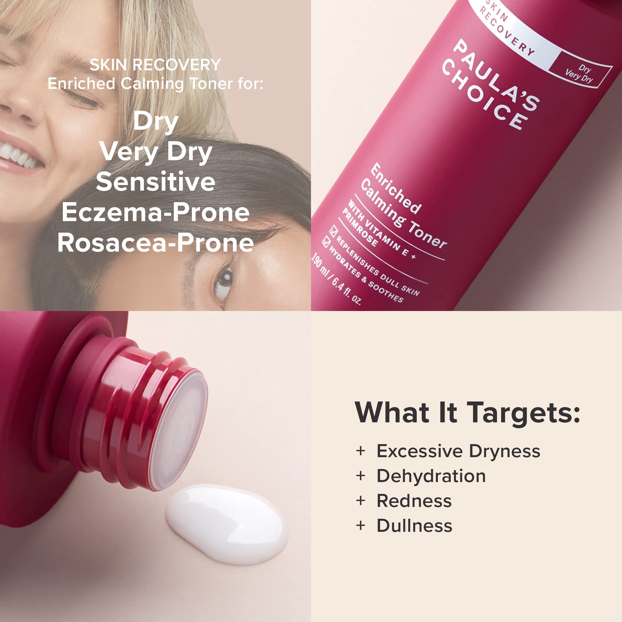 Paula's Choice SKIN RECOVERY Calming Toner, 6.4 Ounce Bottle Toner for the Face, for Sensitive Facial Skin and Dry Redness-Prone Skin