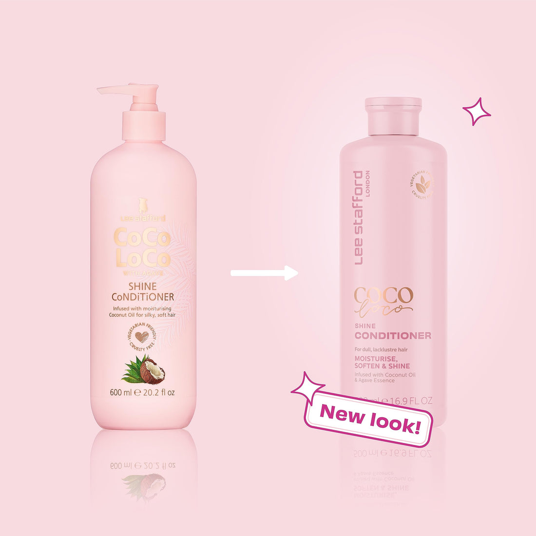 Lee Stafford Shine Conditioner | Coco Loco Collection - Best Moisturizing Conditioner for Dry, Dull Hair, High Gloss Finish, Packed with Coconut Oil & Agave Essence, 16.9 Fl Oz