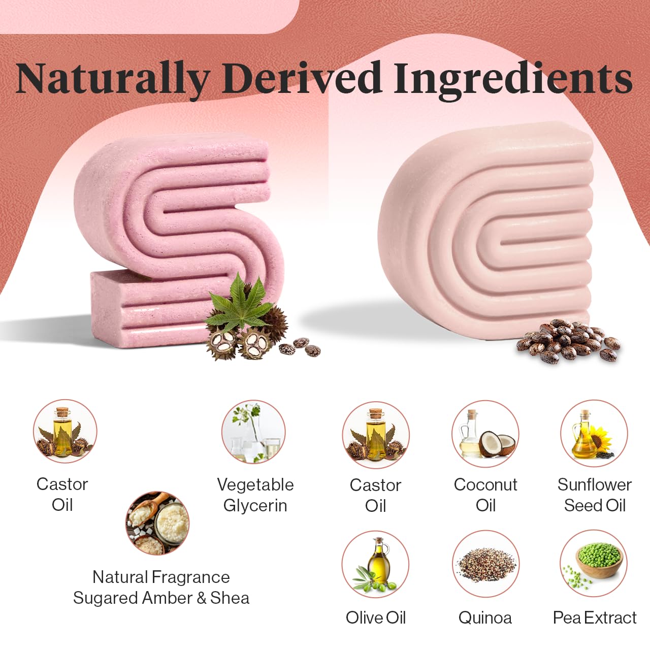 Kitsch Castor Oil Shampoo and Conditioner Set for Dull & Dry Hair - Nourishing Bar Soap for Well-Balanced, Hydrated Hair, Vegan, Strengthening Hair Care, Paraben-Free & Sulfate-Free, Made in US - 2pcs