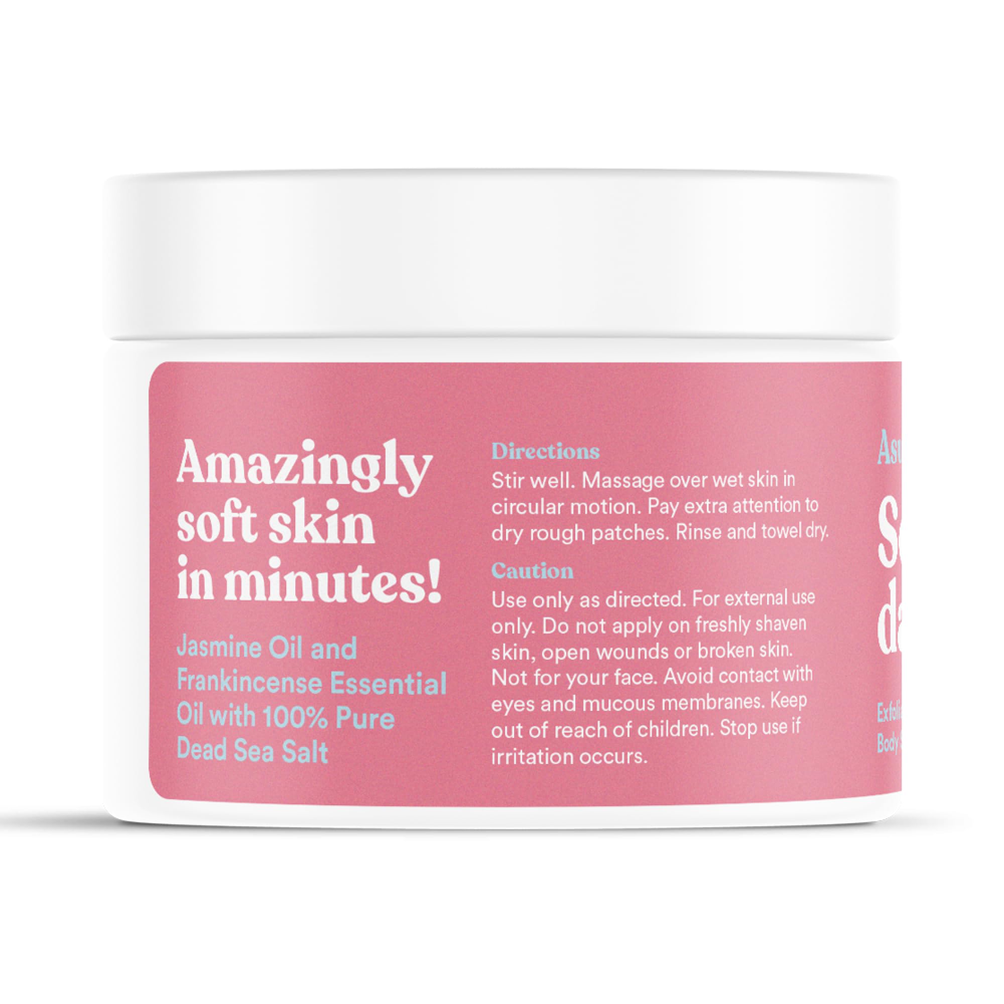 ASUTRA Dead Sea Salt Essential Oil Body Scrub Exfoliator (Refreshing Jasmine), 16 oz - Ultra Hydrating, Gentle, & Moisturizing - Coconut, Jasmine, and Frankincense Oils