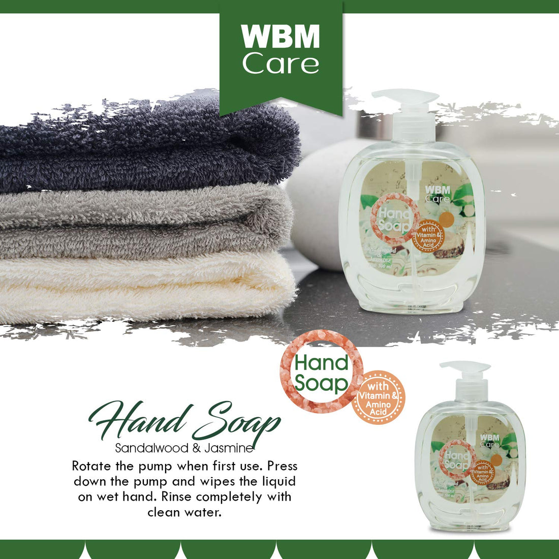 WBM Care Gift Set Hand Wash | Lemon & Green, Sandalwood & Jasmine, Lavender & Almond, Tea Tree & Rosemary | 4 in 1