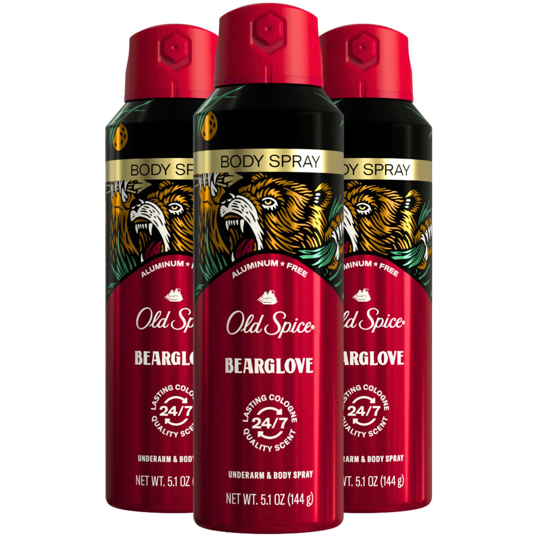 Old Spice Bearglove Body Spray for Men, 5.1 Oz (Pack of 3)