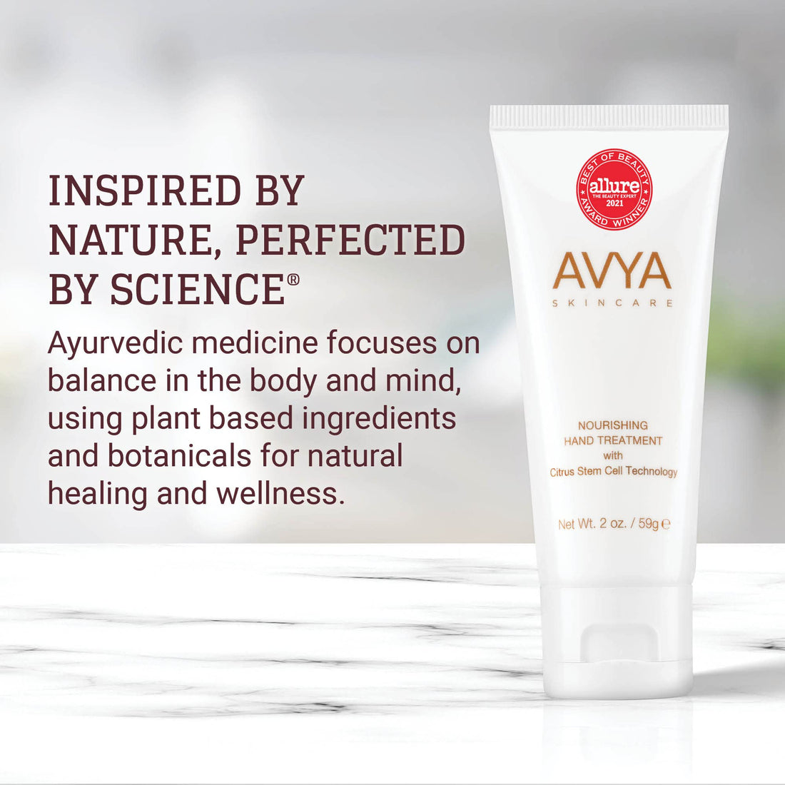 AVYA Hydrating Hand Lotion for Dry Skin – Nourishing Hand Healing Treatment for Dry and Ashy Skin/Hyaluronic Acid and Citrus Stem Cell Technology/Advanced Ayurvedic Skincare (2oz)