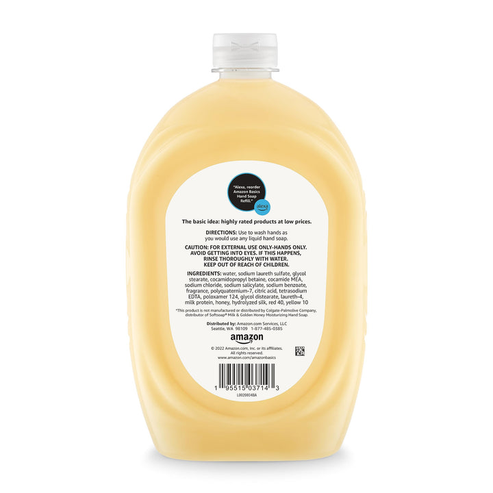 Amazon Basics Liquid Hand Soap Refill, Milk and Honey Scent, Triclosan-free, 50 Fluid Ounces, Pack of 1