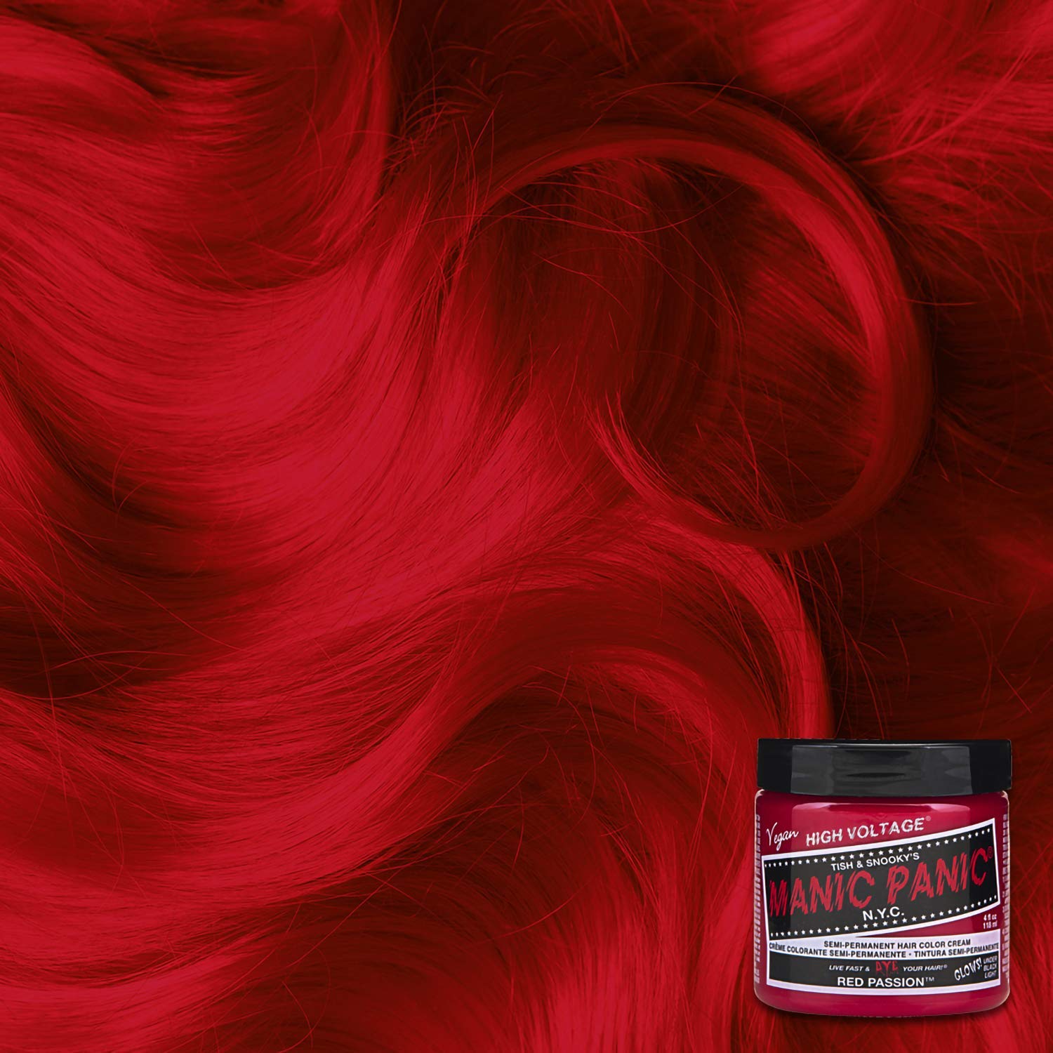 Manic Panic Semi-Permament Haircolor Red Passion 4oz Jar (3 Pack)