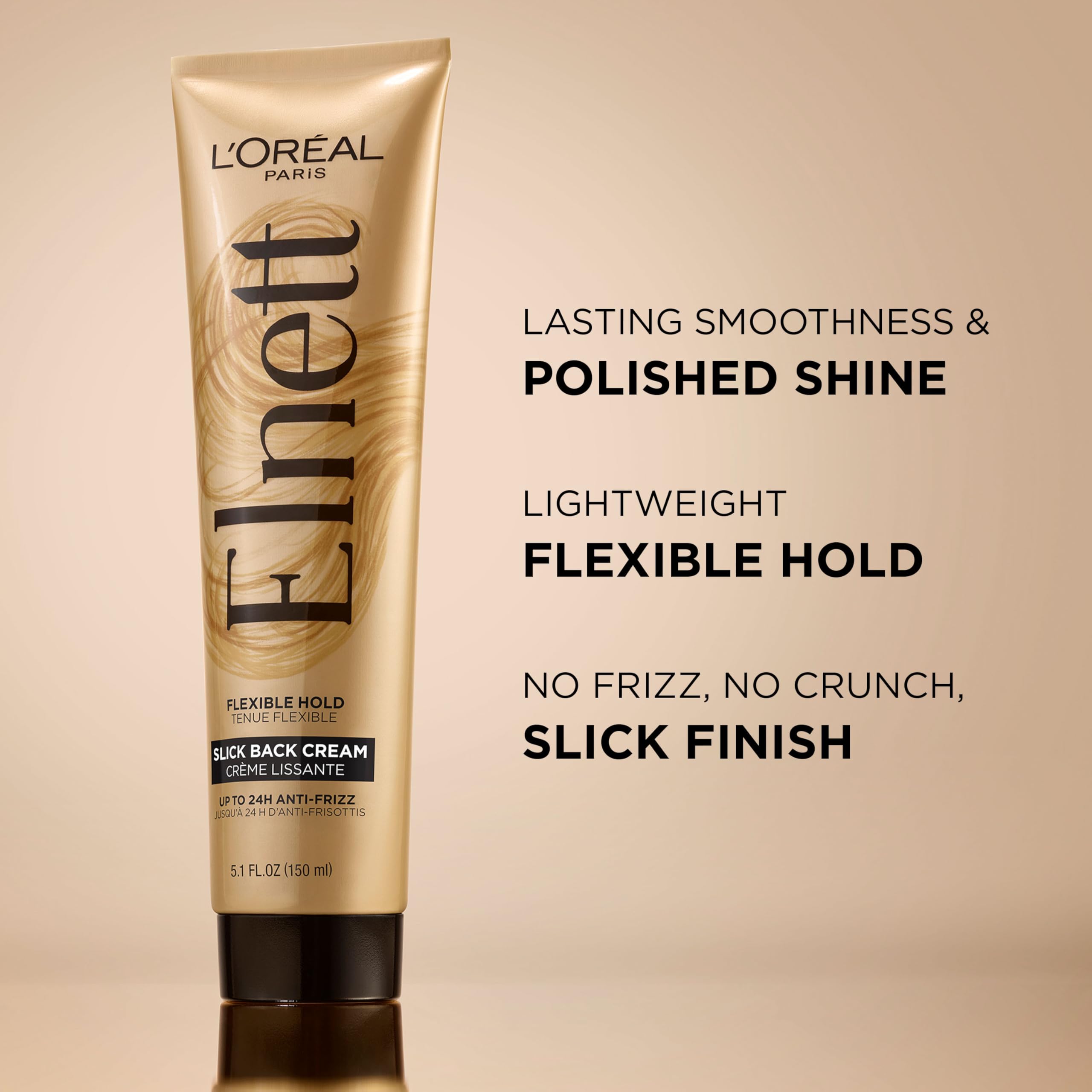 L'OREAL PARIS Elnett Slick Back Styling Cream, Anti-Frizz Hair Cream for Flexible Hold, Frizz Control, Polished Shine and Slick Finish, 5.1 Fl Oz