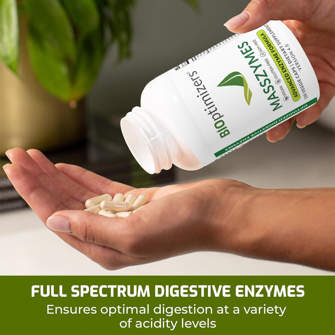 BiOptimizers MassZymes - Complete Digestive Enzymes Supplement for Gut Health - Bloating Relief for Men and Women - Lipase Amylase Bromelain Digestive Enzymes (120 Capsules)