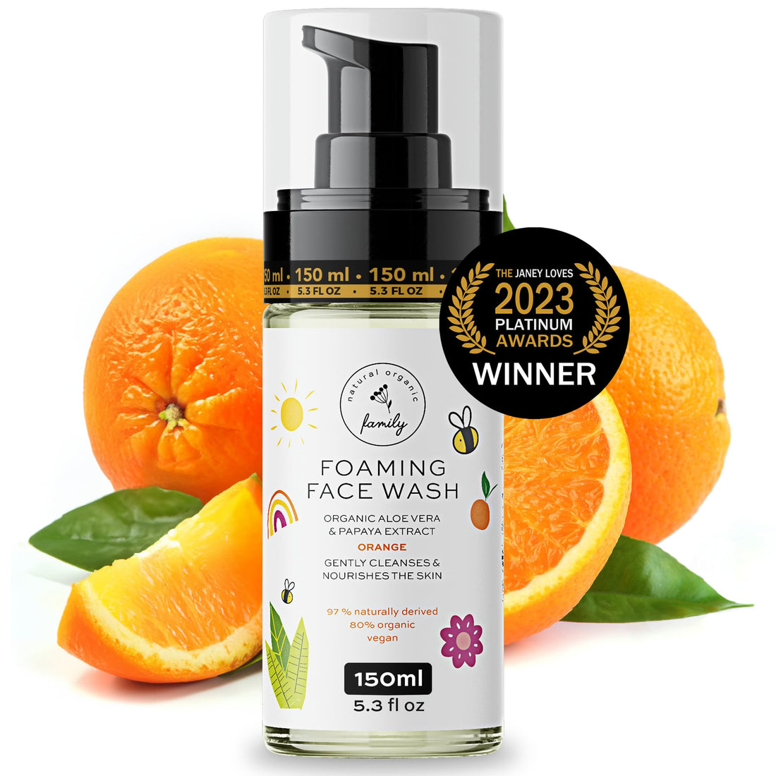 The Natural and Organic Family Kids Foaming Face Wash - Clean and Gentle Face Wash for Kids and Preteens - Made in the UK