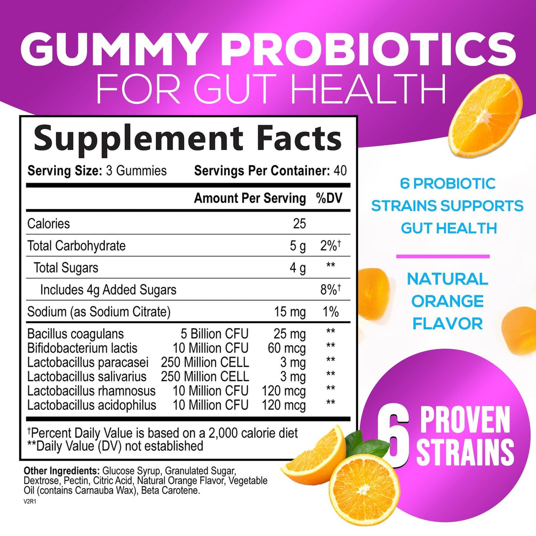 Probiotic Gummies for Women, Men & Teens - 5 Billion CFUs, 6 Probiotic Strains, Orange Flavor - Daily Probiotic Gummy Supplements for Natural Digestive Health, “Good” Gut & Immune Support - 120 Count