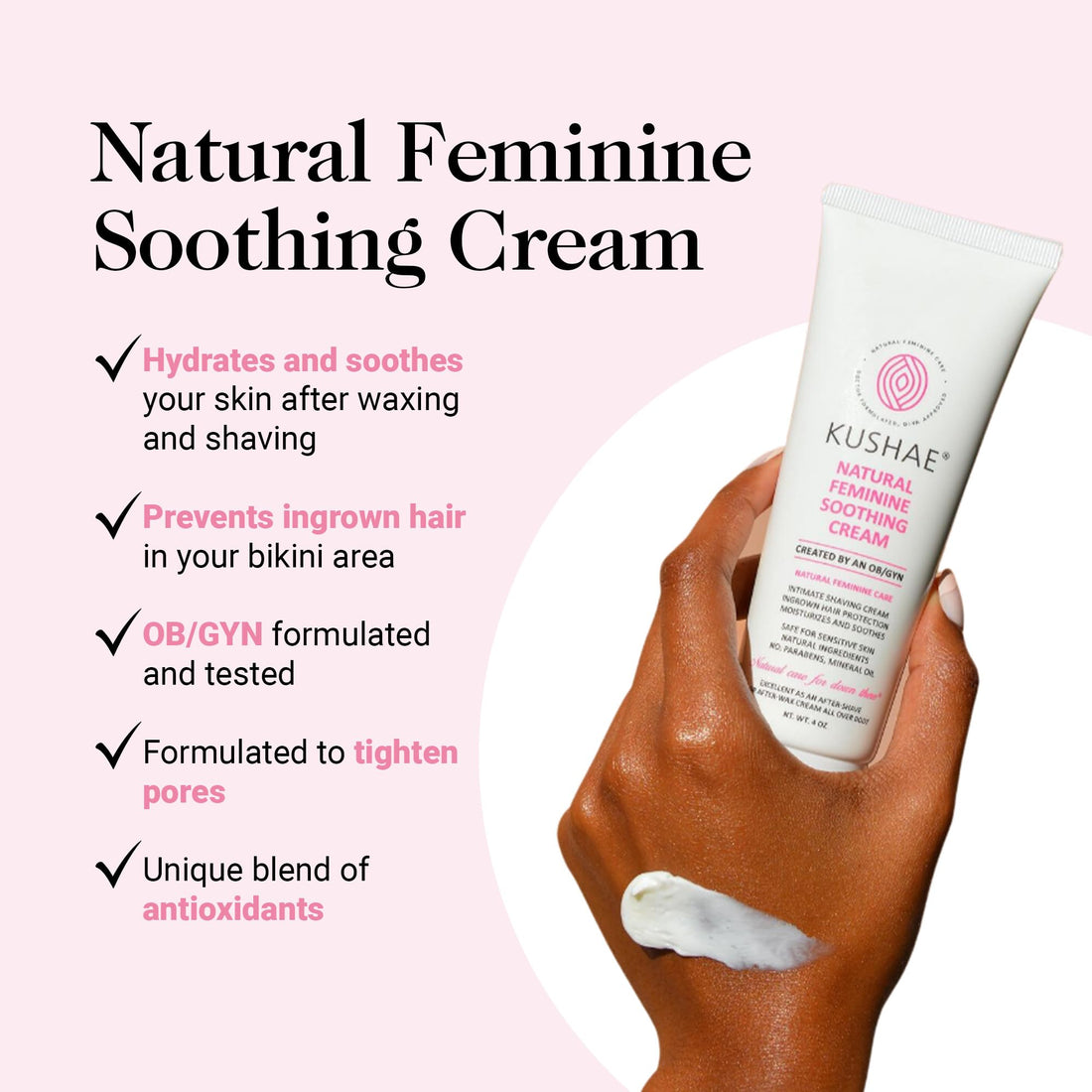 All Natural, OB/GYN Created, Gentle Feminine Soothing Cream; Calming Shaving Lotion for Afterwax, Aftershave, and Laser Treatments