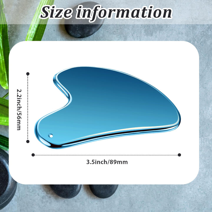 Nuanchu Stainless Steel Gua Sha Facial Tools Lymphatic Drainage Massager Guasha for Face Metal Gua Sha Skin Self Care Gifts Face Sculpting Guasha for Body Eyes Jawline Shaper with Pouch(Blue)