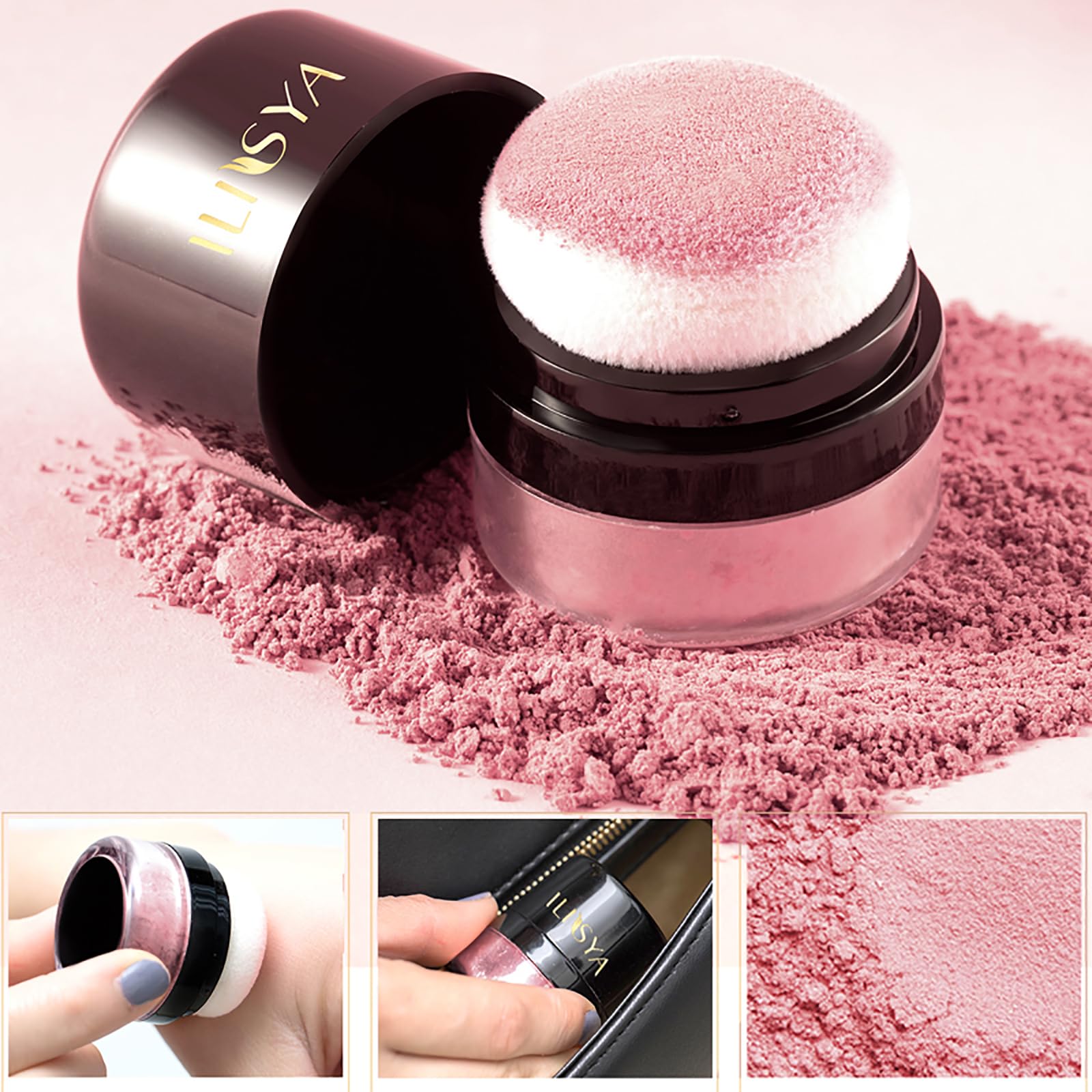 Face Blush Powder Makeup Soft Mushroom Blush for Cheeks Long Lasting Makeup Powder Highlight - Matte Finish (Autumn Berry)