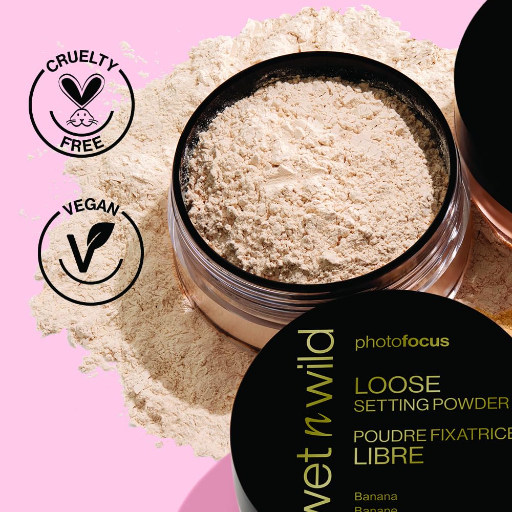 wet n wild Photo Focus Loose Baking Setting Powder, Highlighter Makeup, Fair to Medium & Tan Skin Tones, Translucent