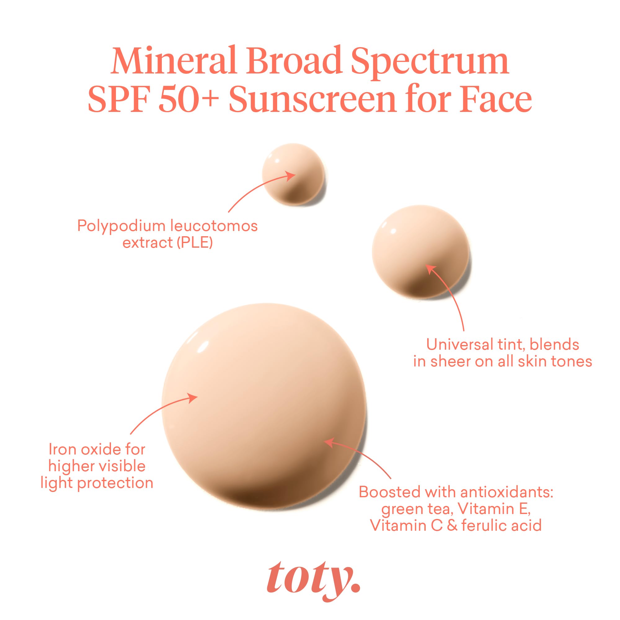 Toty by Sofia Vergara - Solaria Mineral SPF 50+ Antioxidant Sunscreen Serum - Mineral Tinted Face Sunscreen - Broad Spectrum - Universal Tint - Ultra Fluid and water resistant - Tavel size (1 fl Oz)