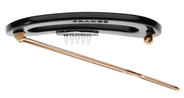 France Luxe Mini Oval on Tige Boule Barrette - Black