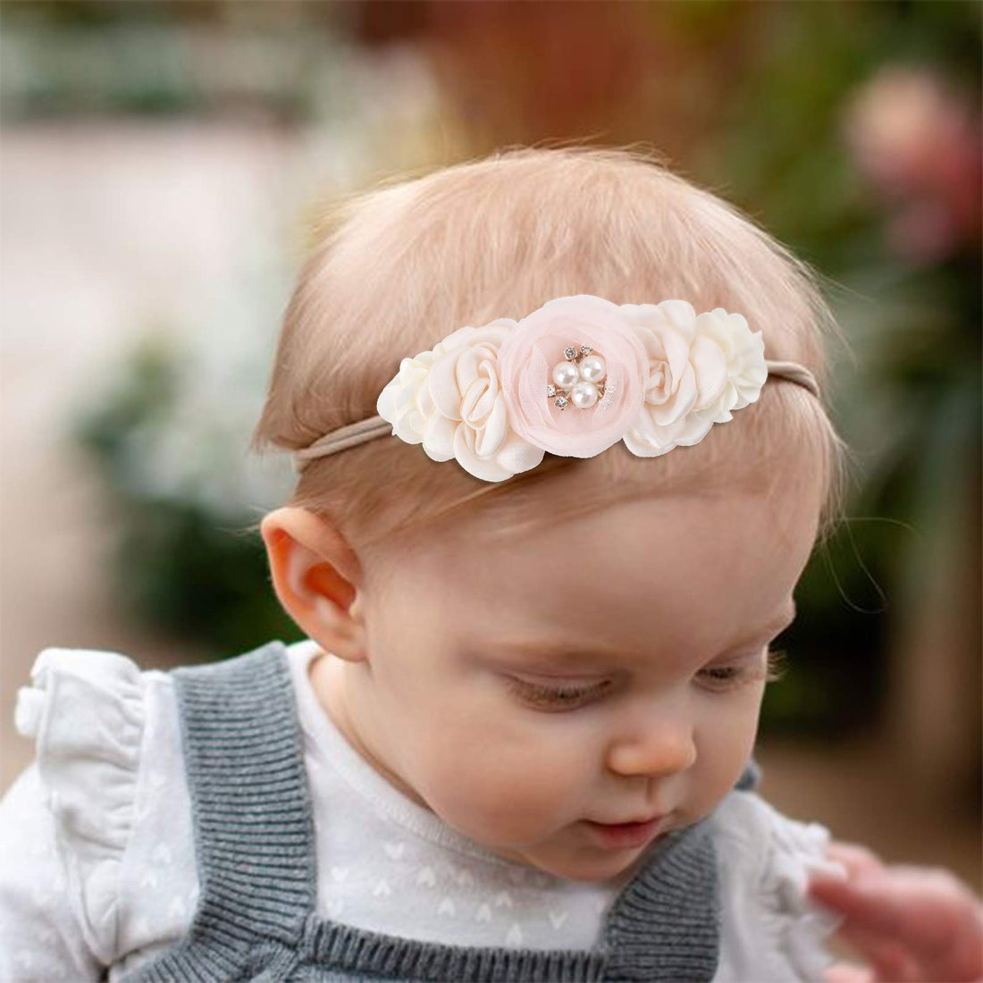 cherrboll 3pcs Baby Girl Flower Headbands, Super Soft & Stretchy Nylon Floral Hairbands for Newborn Toddler