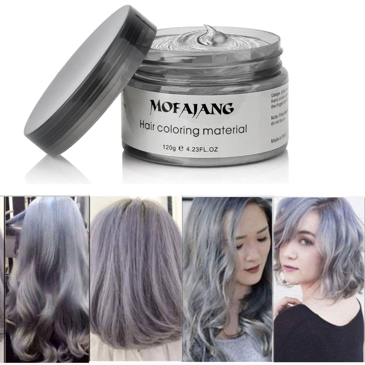 Hair Coloring Wax, Disposable Instant Matte Hairstyle Mud Cream Hair Pomades for Kids Men Women to Cosplay Nightclub Masquerade Transformation (Ash Grey)