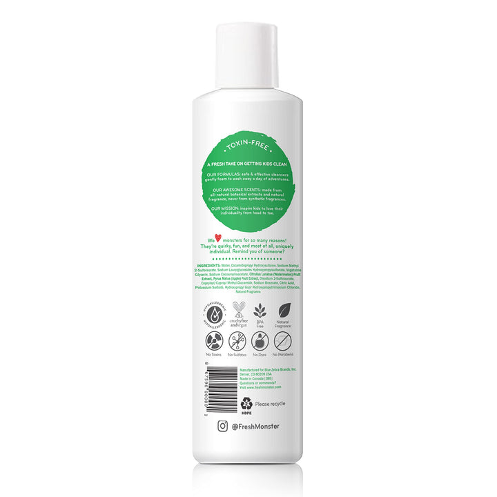 Fresh Monster 2-in-1 Kids Shampoo & Conditioner, Toxin-Free, Hypoallergenic, Tear-free Shampoo & Conditioner for Kids, Watermelon (8.5oz)