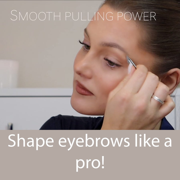 Silver : Tweezers - Surgical Grade Stainless Steel - Slant Tip for Expert Eyebrow Shaping and Facial Hair Removal - with Bonus Protective Pouch - Best Tool for Men and Women (Silver)