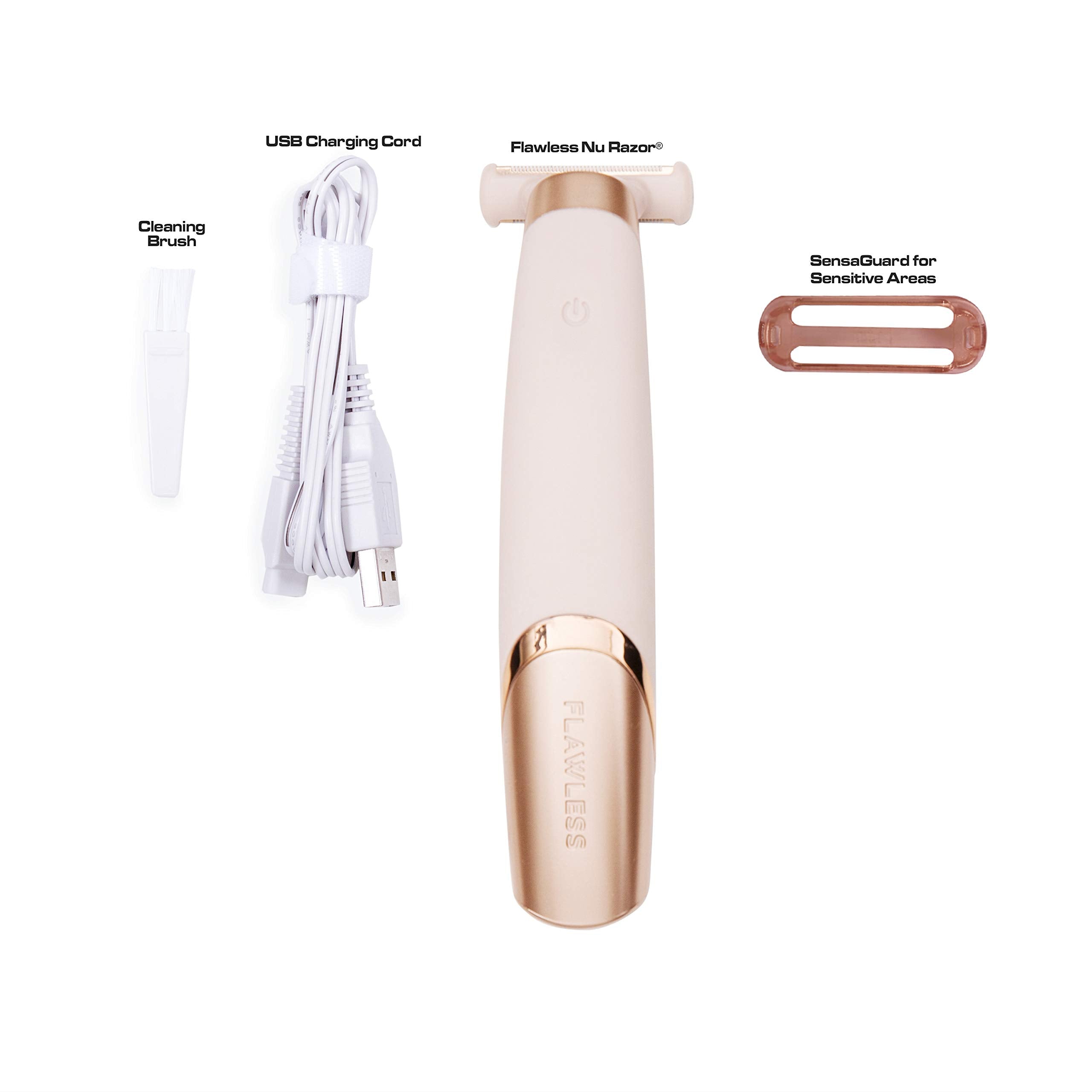 Finishing Touch Flawless Nu Razor Electric Shaver With Hypoallergenic 18K Gold Plated Shaving Heads - Rechargeable