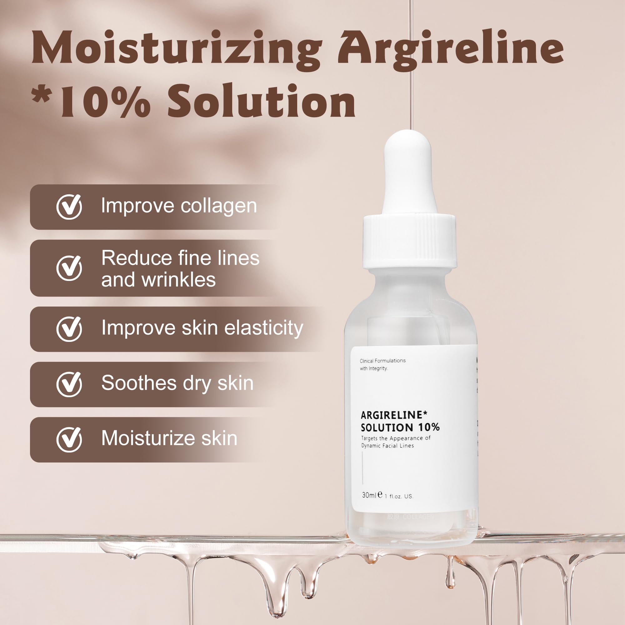 Argireline Serum For Face, Advanced Anti-Wrinkle Facial Serum For Women, Moisturizing Argireline 10% Solution For Face, Argireline Peptide.Suitable For All Skin (1, 1PC)