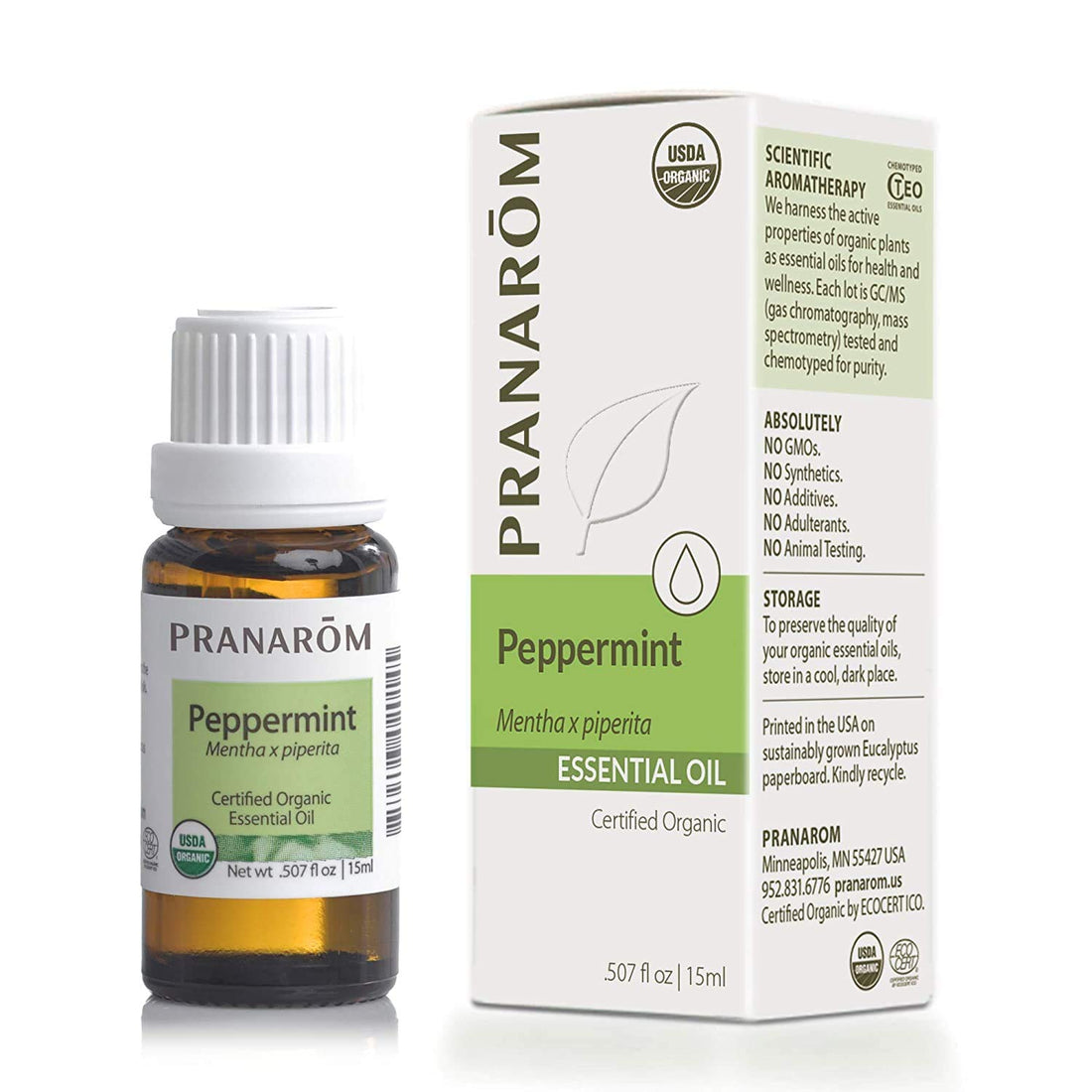 PranarC3B4m Organic Peppermint, 15Ml: Pranarom - Certified Usda And Ecocert Organic Peppermint 15Ml