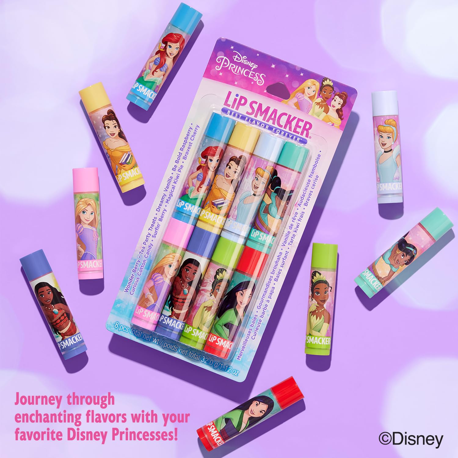 Lip Smacker Disney Princess Balm Party Pack, 8 Count,Multi