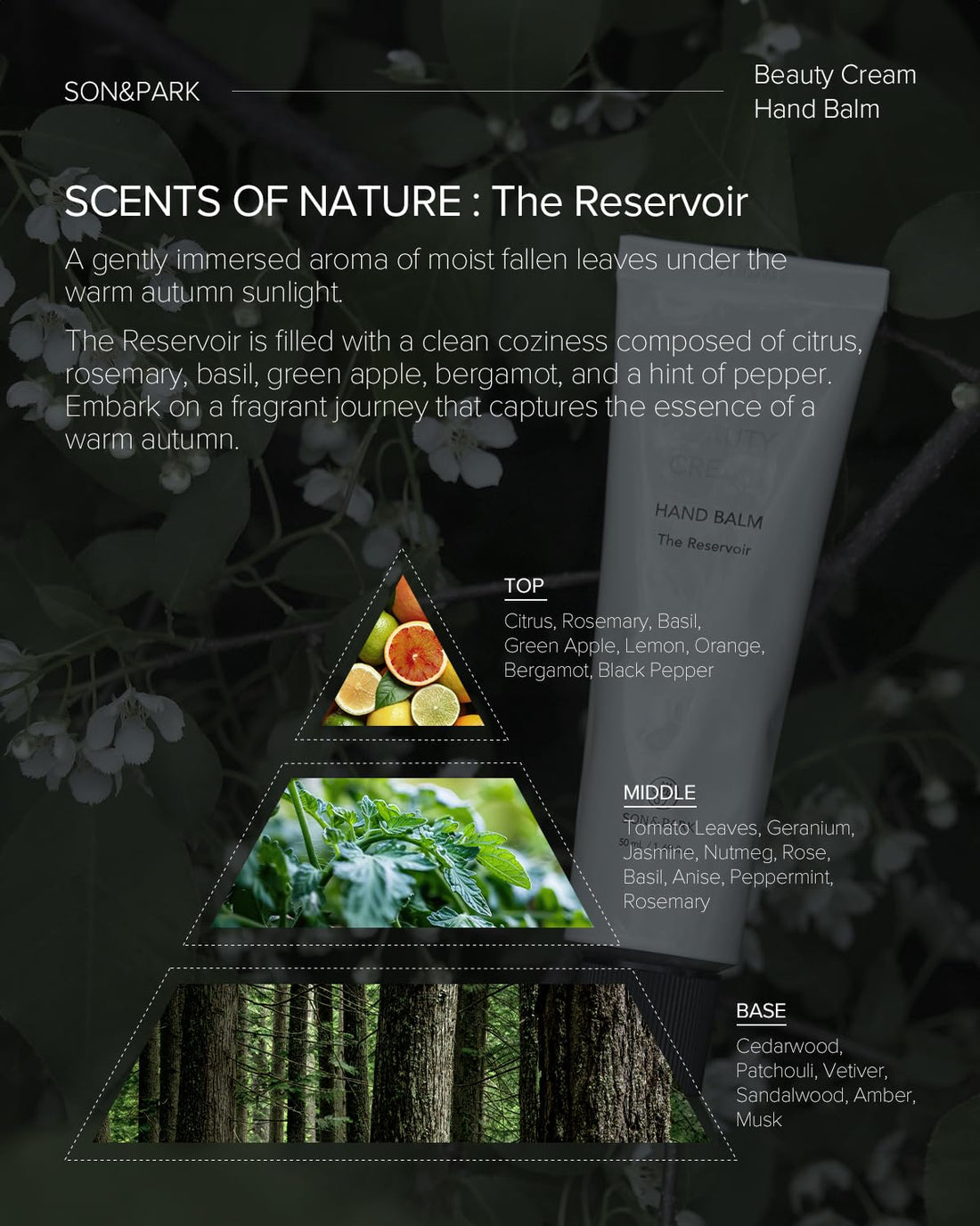 SON&PARK Beauty Water Vegan Hand Balm Cream THE RESERVOIR, Instant Relief Moisturizing Hand Lotion, Shea Butter, Fast Absorbing, Fragrance Hand Balm, On-the-Go Hydration & Protection (50mL, 1.69fl.oz)