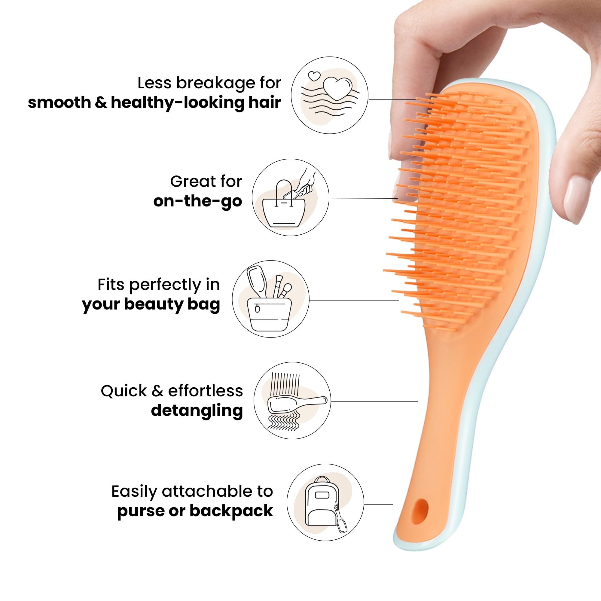 Tangle Teezer Ultimate Detangler Hairbrush, Eliminates Knots & Reduces Breakage, Mini Hair Brush for Travel, Small Hands & All Hair Types, Ice Blue & Sweet Orange