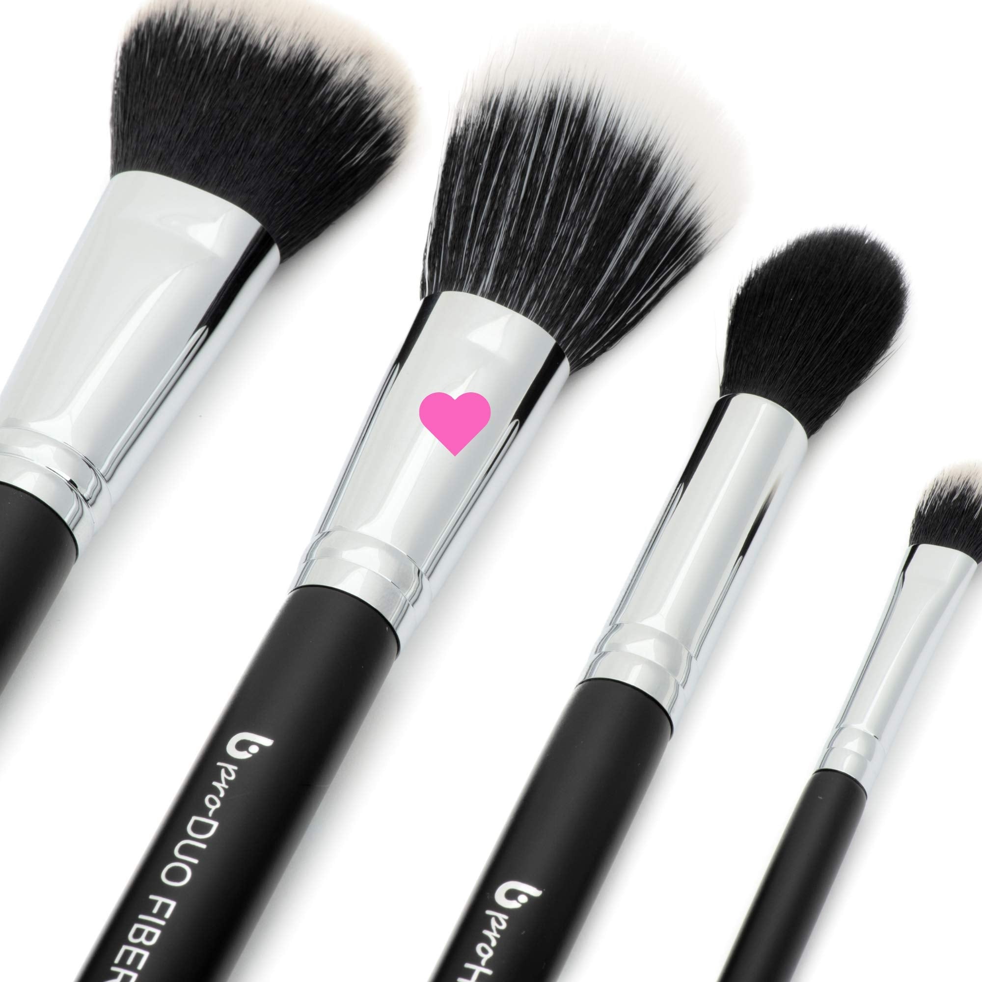 pro Duo Fiber Stippling Brush for Liquid Foundation or Contouring with Bronzer, Highlighters or Luminizers: Short & Long Bristles for Soft Blending, Buffing; Works with Creams, Powders, Minerals