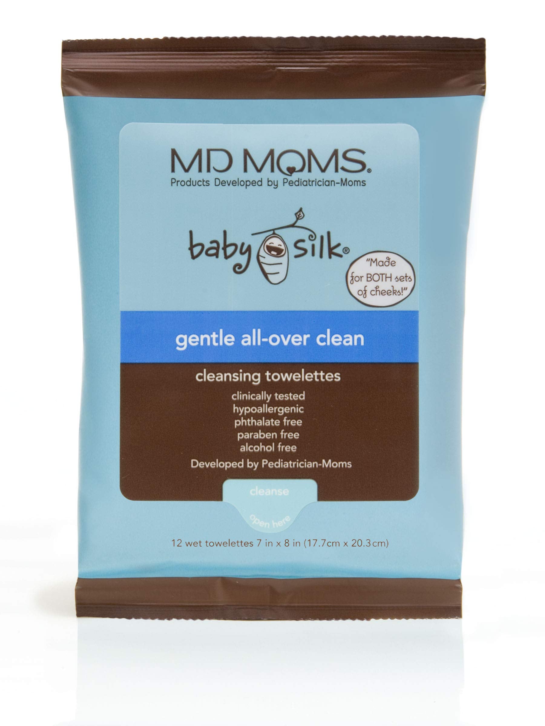 MD Moms Baby Silk Gentle All-Over Clean Cleansing Towelettes Travel Pack 12 ea