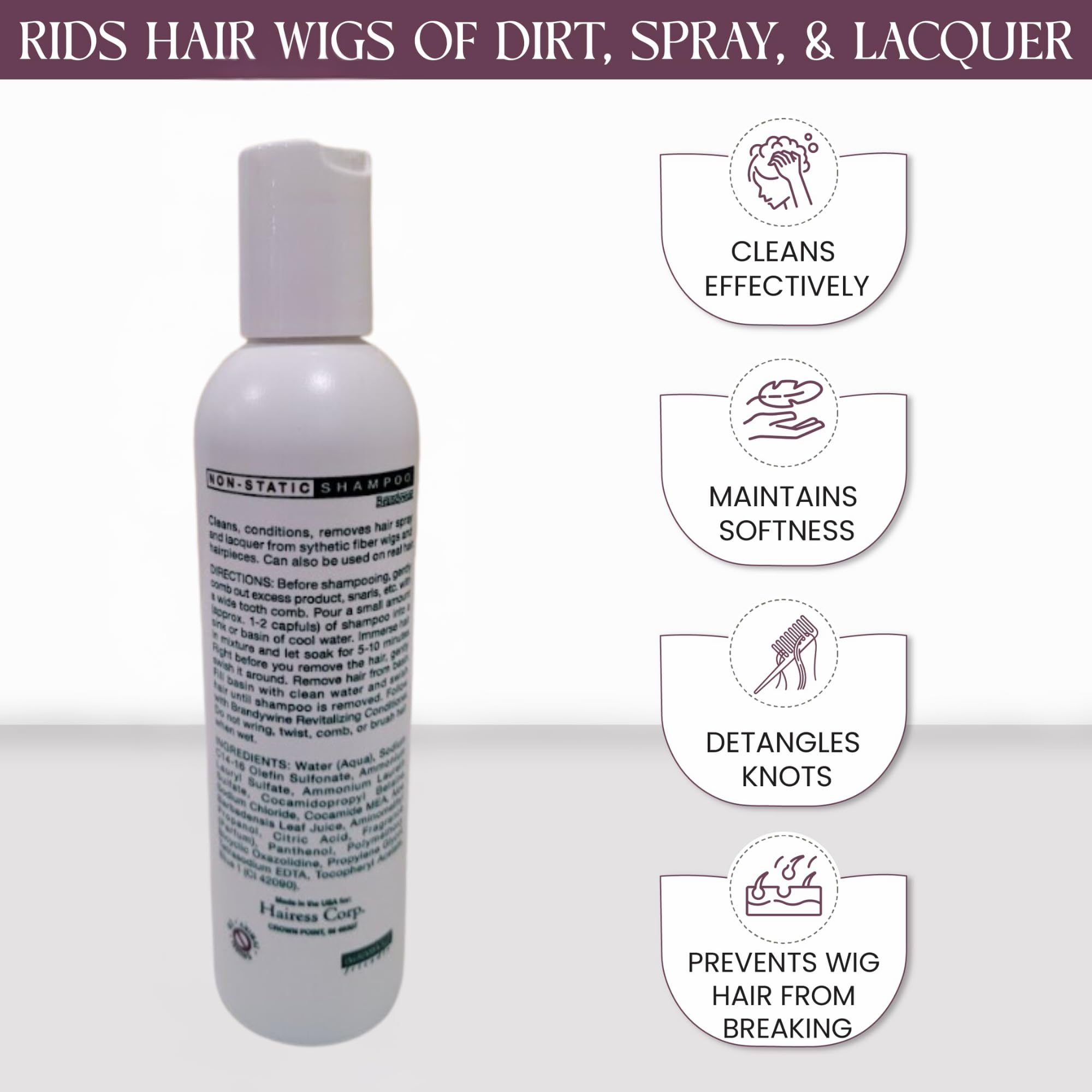 Brandywine Non Static Wig & Hair Shampoo 16 oz.