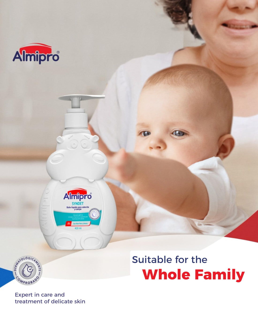 Almipro Syndet Baby Hair and Body Wash with Oatmeal and Aloe Vera. 14 Oz.