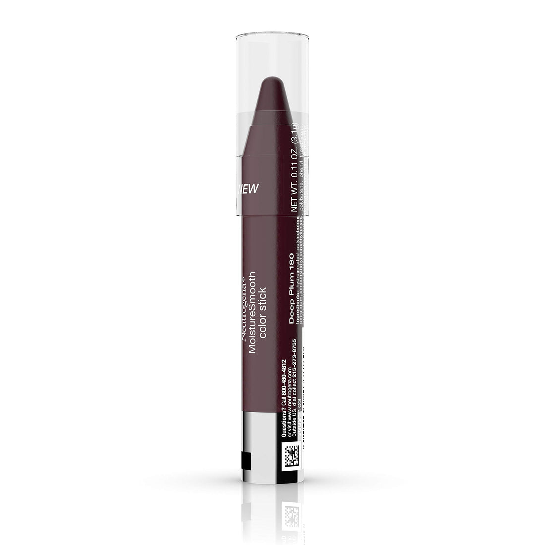 Neutrogena MoistureSmooth Shimmery,Sheer Color Stick for Lips, Moisturizing and Conditioning Lipstick with a Balm-Like Formula, Nourishing Shea Butter and Fruit Extracts, 180 Deep Plum.011 oz
