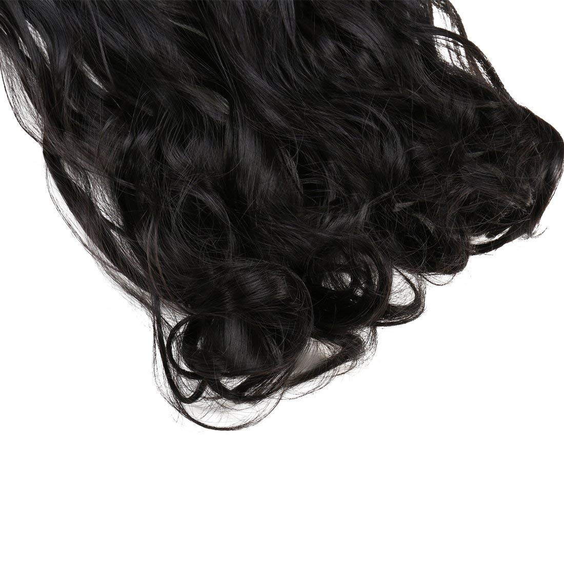 S-noilite US Longest 27/29/30 Hairpiece 3/4 Full Head One Piece 5 Clips Clip In Hair Extension Super Long Elegant Dress Ready For Christmas Ideal Gift (29-Curly, natural black)