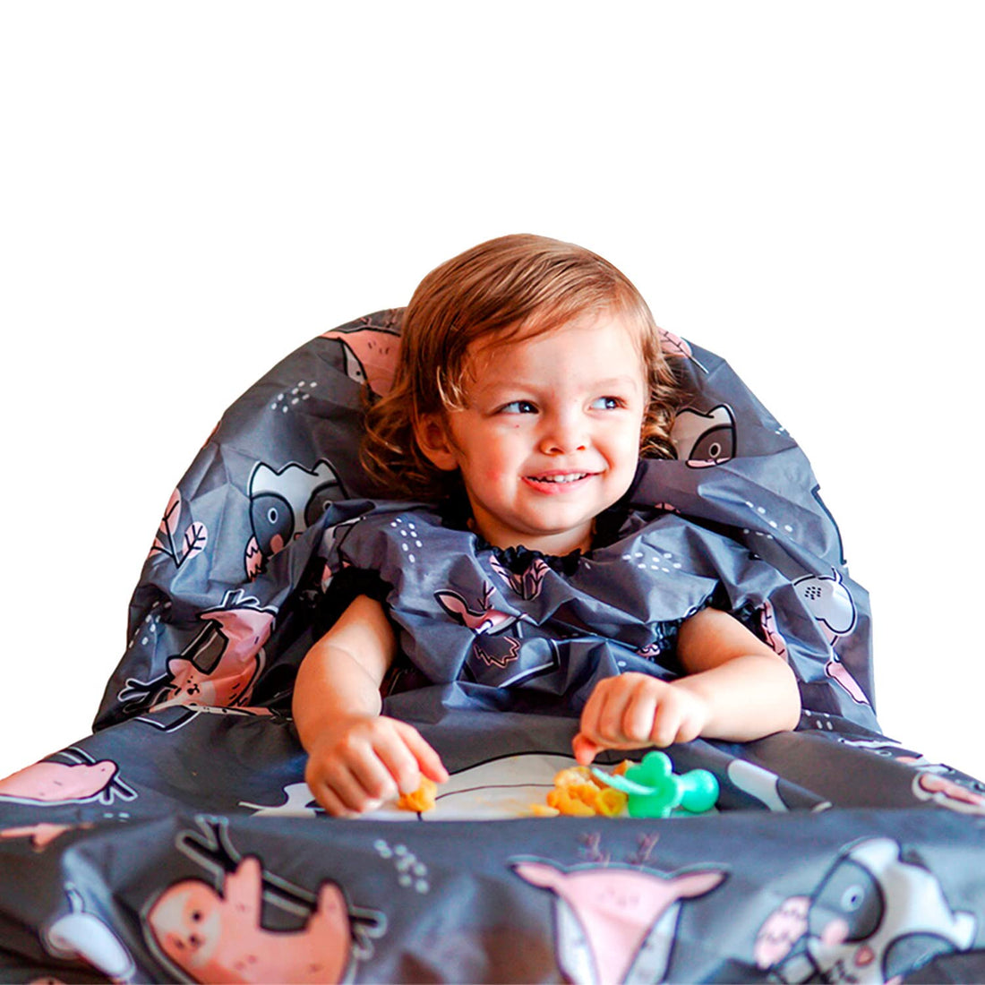 grabease Allover Waterproof Bib for Self-Feeding Infants and Toddlers, Machine Washable, Ages 6-24 Months, Gray - Baby Led Weaning Supplies