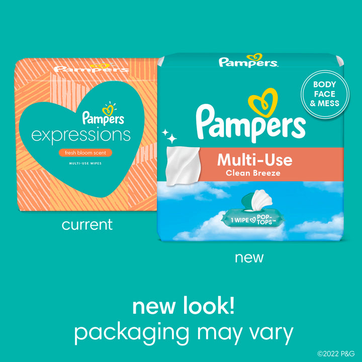 Baby Wipes, Pampers Expressions Baby Diaper Wipes, Hypoallergenic, Fresh Bloom Scent, 9X Pop-Top Packs, 504 Count