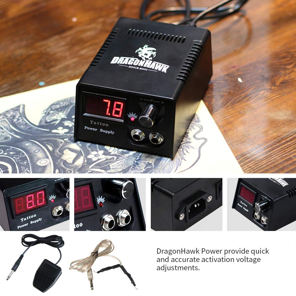 Starter Complete Tattoo Kit 9 Machine Gun Power Supply 50 Needles 40 Ink Set D23