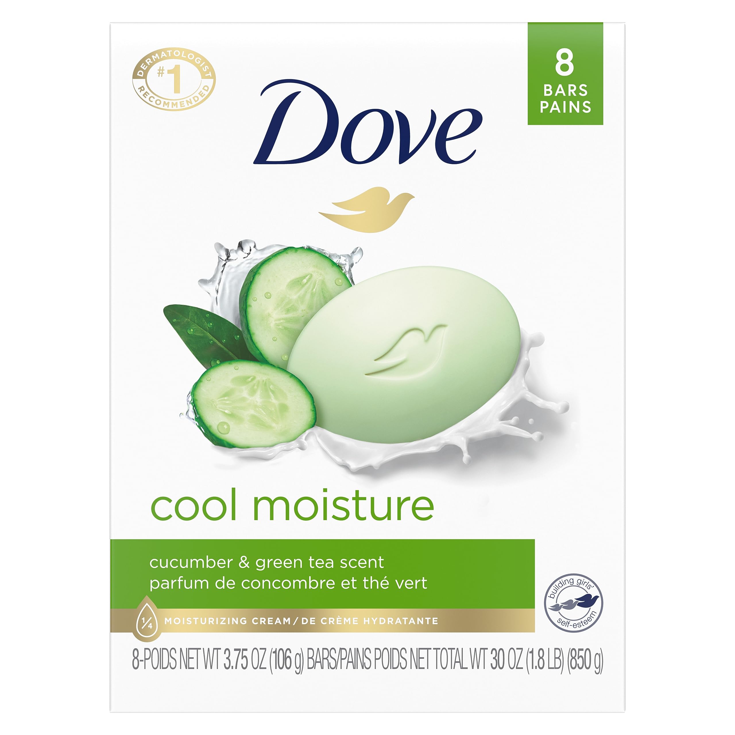 Dove go fresh Beauty Bar for Softer Skin Cucumber and Green Tea More Moisturizing than Bar Soap 3.75 oz 8 Bar