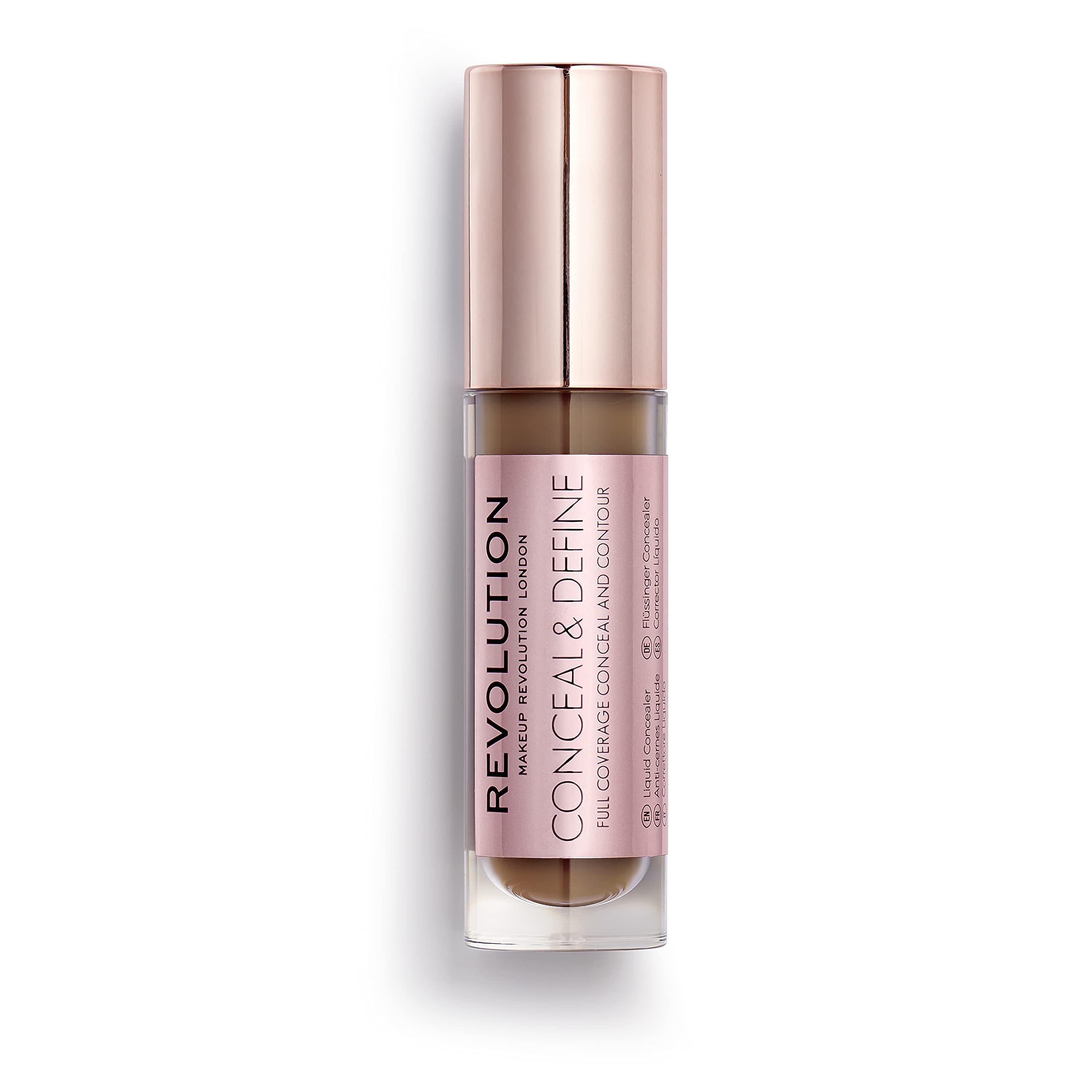 Makeup Revolution Full Coverage Conceal And Define Cream Concealer, C16 Dark Brown, 3.4Ml Matte Finish, Acne Prone