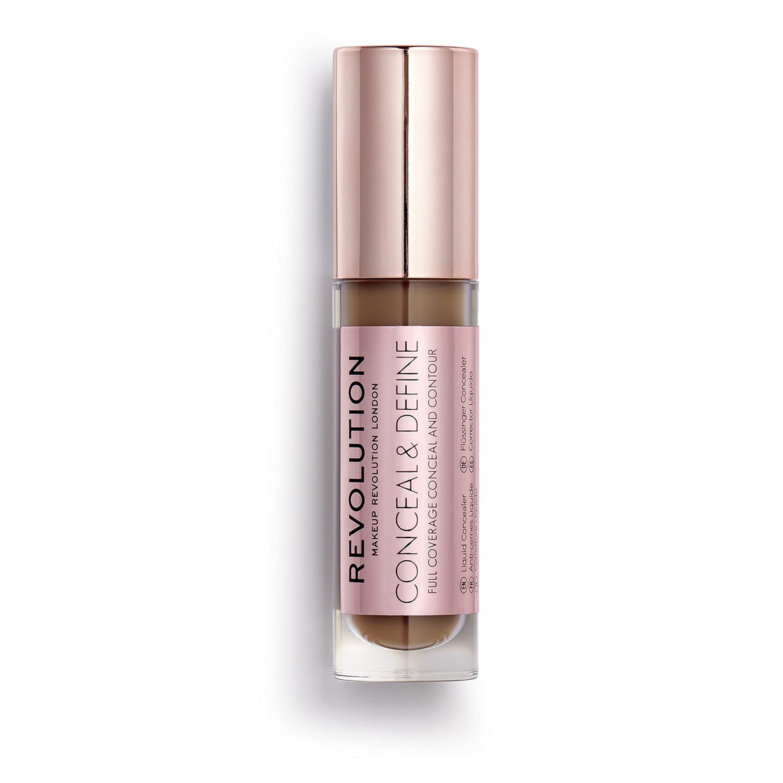 Makeup Revolution Full Coverage Conceal And Define Cream Concealer, C16 Dark Brown, 3.4Ml Matte Finish, Acne Prone