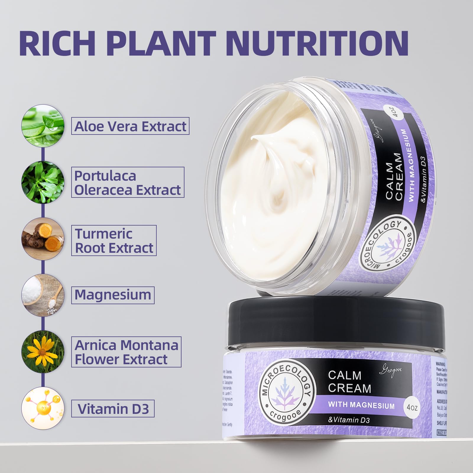 NEORIVER Magnesium Moisturizing Cream,Calms and Soothes Skin,Body and Face Moisturizer for Dry Skin,Body cream with Magnesium and Vitamin D3,Fragrance Free,Natural Safety,4 Ounce