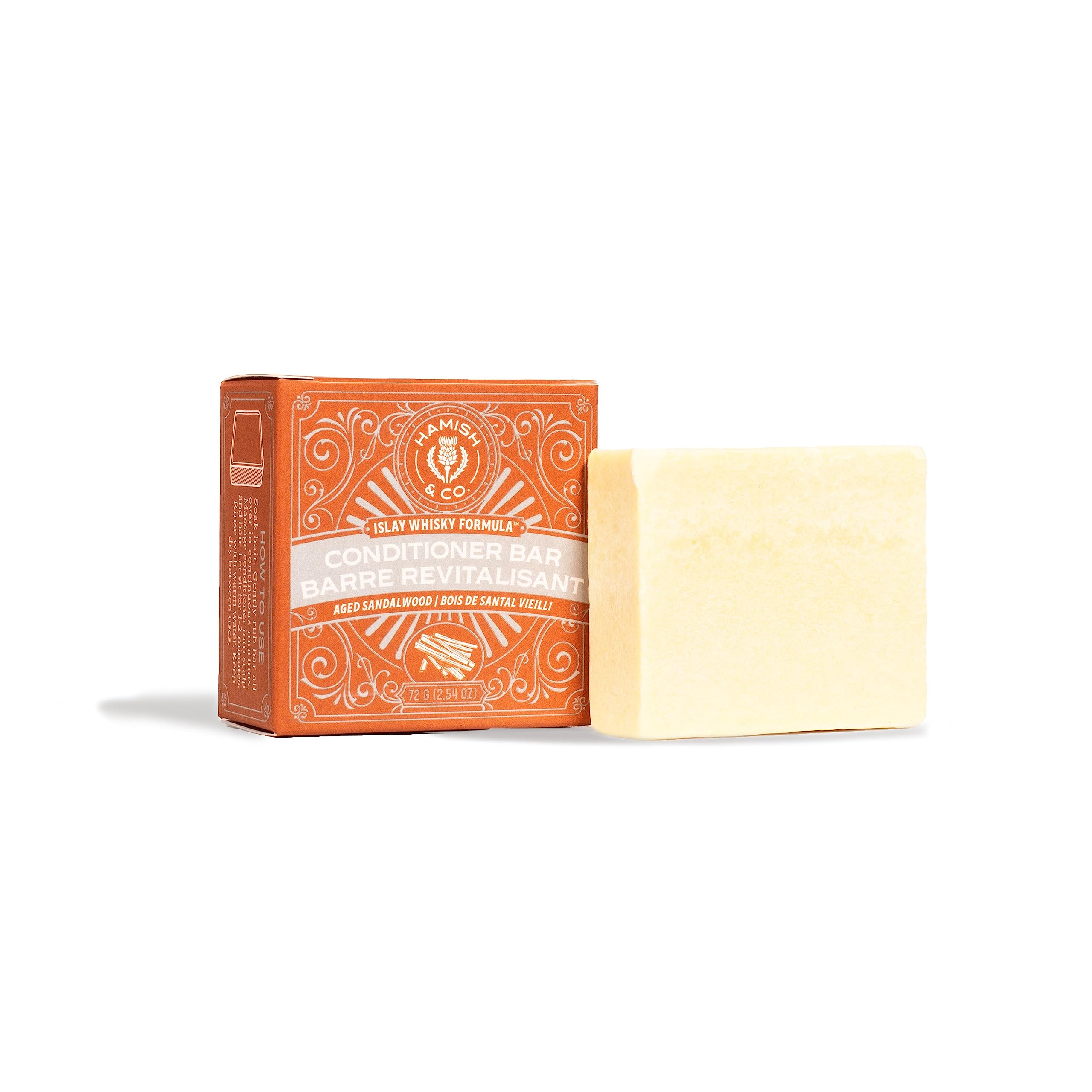 Hamish & Co. Conditioner Bar - Aged Sandalwood - Conditioner for Men - Handcrafted with Scottish Islay and Whiskey Infused - Made from Natural Ingredients - Sulfate, Paraben, Cruelty, and Plastic-Free