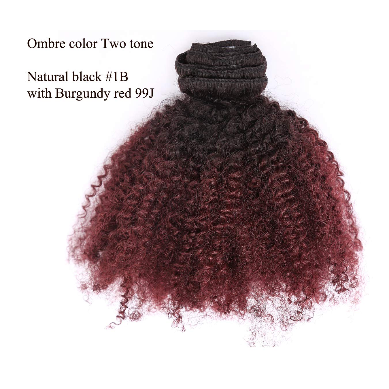 Anrosa Kinkys Curly Clip in Hair Extensions Human Hair 3C 4A Afro Kinky Curly Clip ins Natural Hair Real Remy Thick Human Hair Extensions for Black Women (10 inch, Ombre #1B/99J)