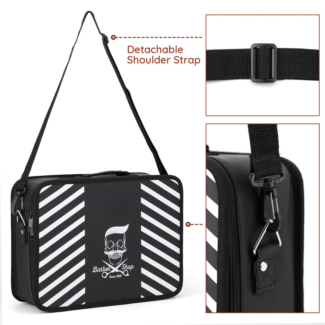 Barber Tool Case with Shoulder Strap, Segbeauty Large 10.8 x 14.6 x 4.3 in Hair Styling Travel Bag, Professional Salon Hair Cutting Grooming Kit Storage Organizer for Hair Dryer, Clippers, Scissors