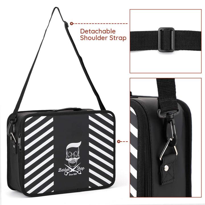 Barber Tool Case with Shoulder Strap, Segbeauty Large 10.8 x 14.6 x 4.3 in Hair Styling Travel Bag, Professional Salon Hair Cutting Grooming Kit Storage Organizer for Hair Dryer, Clippers, Scissors